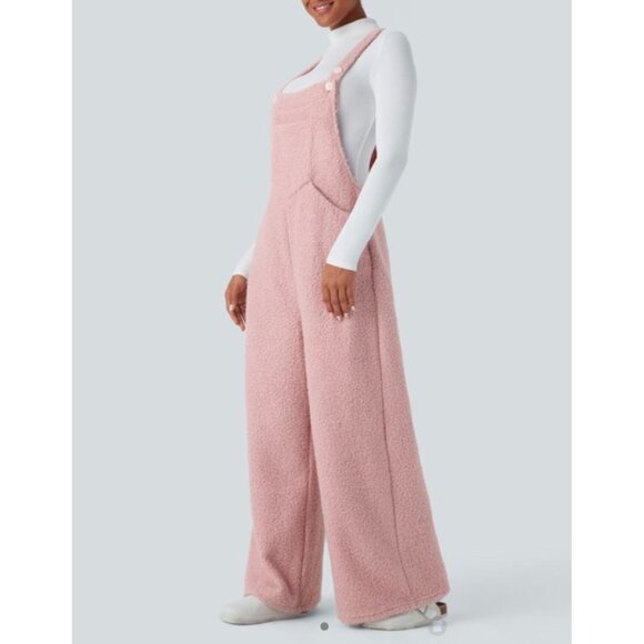 Women's Pink Fleece Jumpsuit - Picture 9 of 11